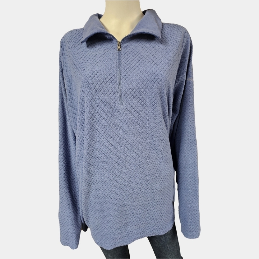 Columbia 1/2 Zip Long Sleeve Quilt Pattern Fleece Pullover Sweatshirt Size 2X - Picture 2 of 11
